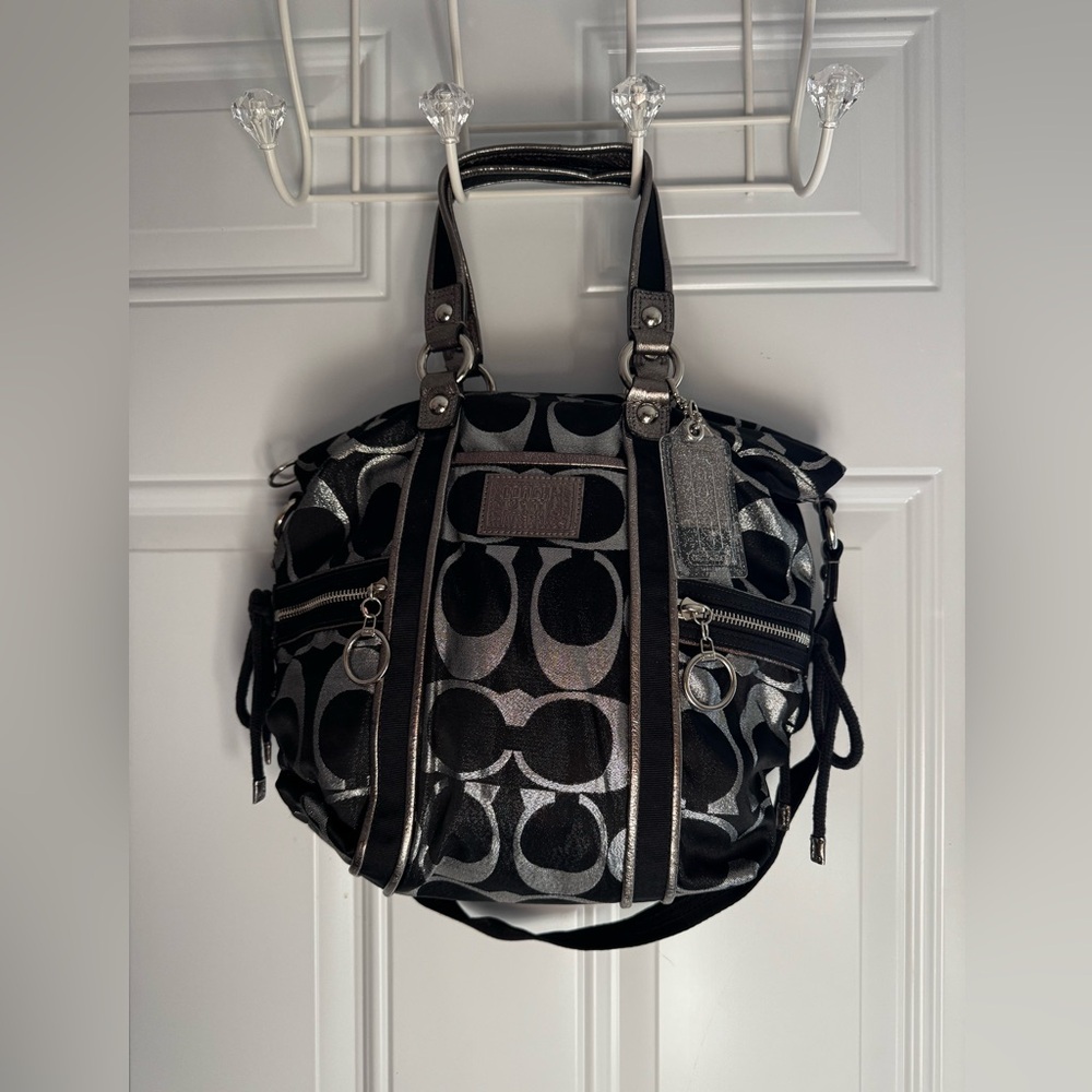 Stylish Black and Silver Coach Women's Bag